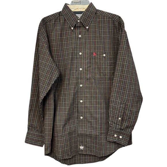 Wrangler PBR Plaid Button Down Shirt Men’s M Western Rodeo Cowboy - Picture 1 of 7